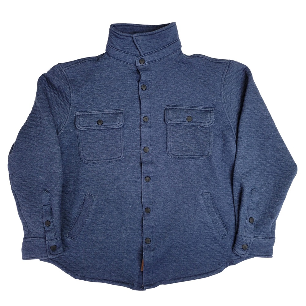 Cloudveil Mens Blue Quilted Button Front Shirt Jacket Shacket Mock Neck Size‎ M